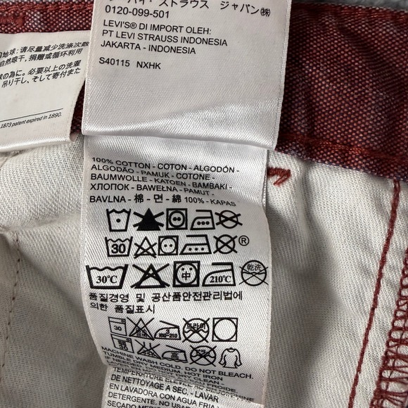 Levi's Shorts Mens 31 Red Garment Dyed Casual Chino Flat Front Cotton Zip Fly - Picture 5 of 10